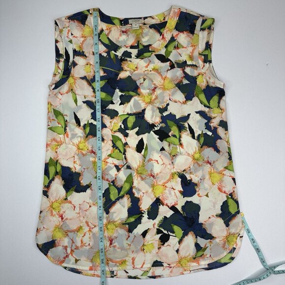 J.Crew Factory Women's White Floral Crew Neck Sleeveless Career Top XS/C37 - Picture 9 of 11